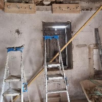 Ouverture mur en moellon placage pierre